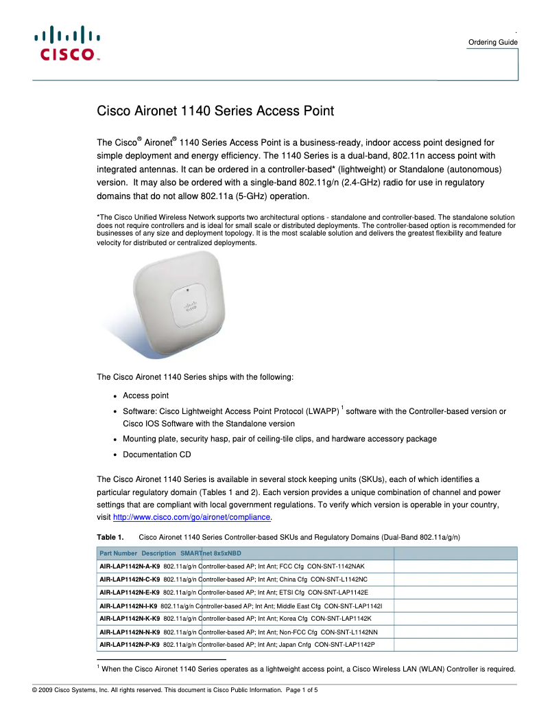 Page 1 de la notice Manuel utilisateur Cisco Aironet 1140