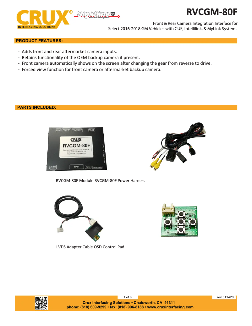 Image de la première page du manuel de l'appareil RVCGM-80F