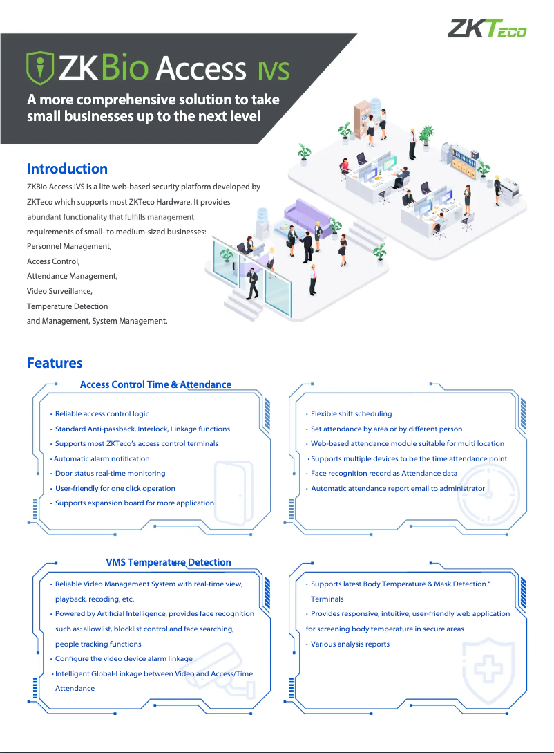Página 1 del manual Ficha técnica ZKTeco ZKBioAccess IVS