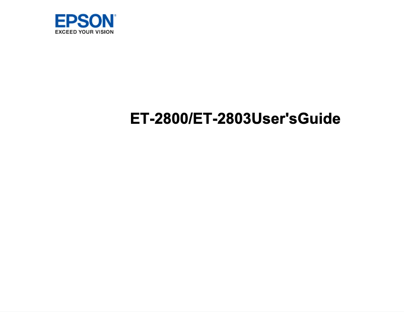 Page n°1 - Manuel utilisateur Epson EcoTank ET-2800