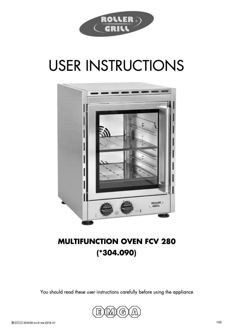 Page 1 de la notice Manuel utilisateur Roller Grill FCV 280