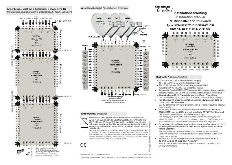 Image de la première page du manuel de l'appareil Euroline KEM 41732