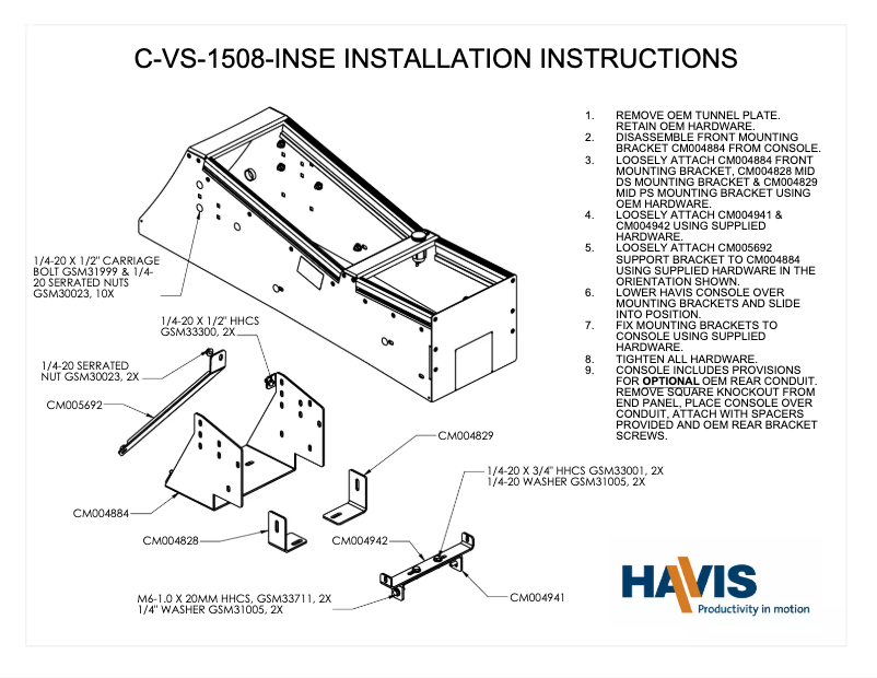 Página 1 del manual Manual de usuario Havis C-VS-1508-INSE