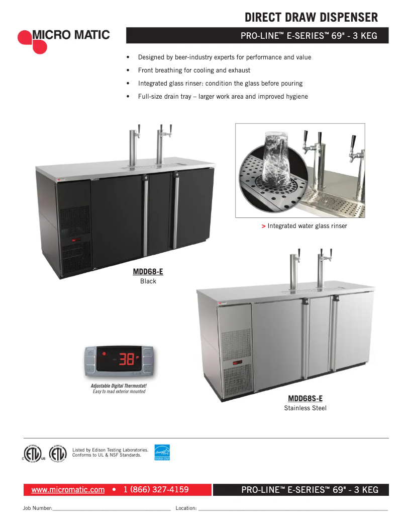 Page 1 de la notice Fiche technique Micro Matic MDD68-E