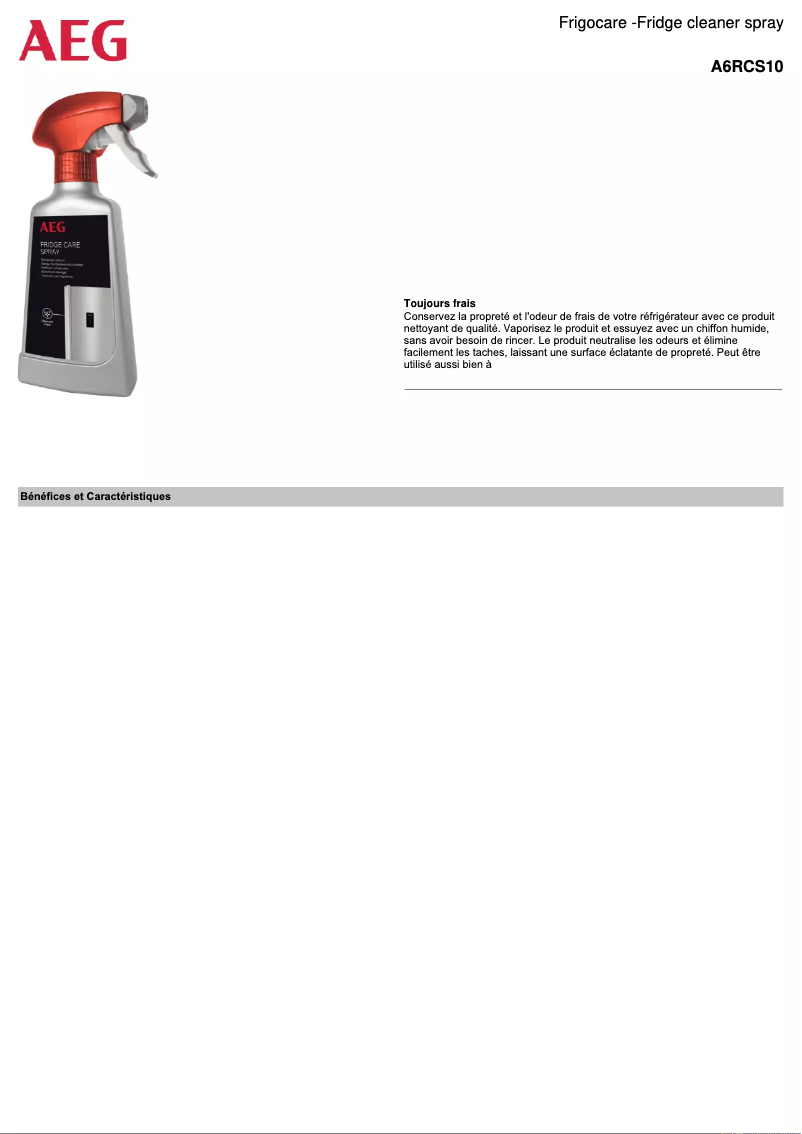 Page n°1 - Manuel utilisateur AEG A6RCS10