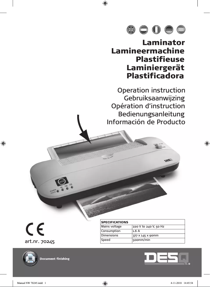 Page 1 de la notice Manuel utilisateur Desq 70245