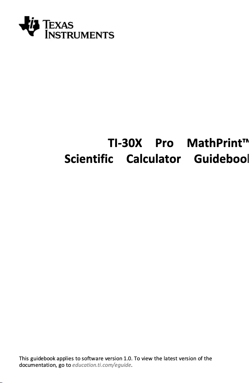 Page 1 de la notice Manuel utilisateur Texas Instruments TI-30X Plus MathPrint