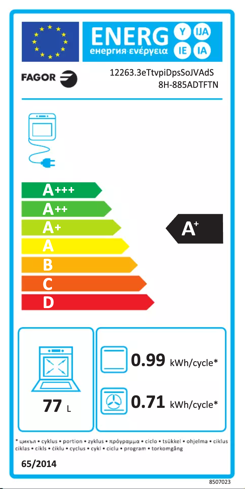 Page n°1 - Label énergétique Fagor 8H-885ADTFTN