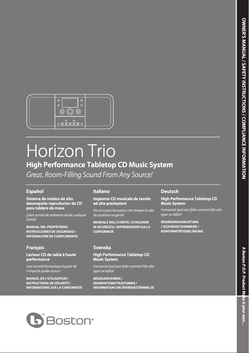 Page 1 de la notice Manuel utilisateur Boston Acoustics Horizon Trio