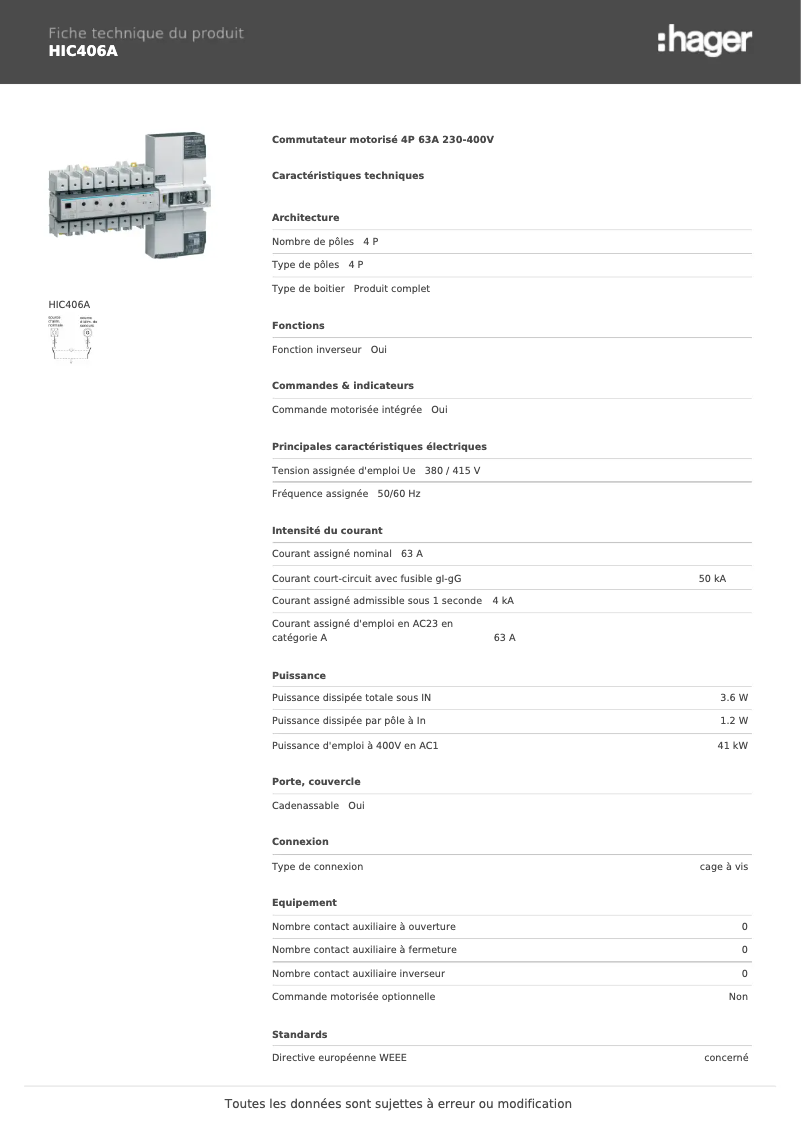 Image de la première page du manuel de l'appareil HIC406A
