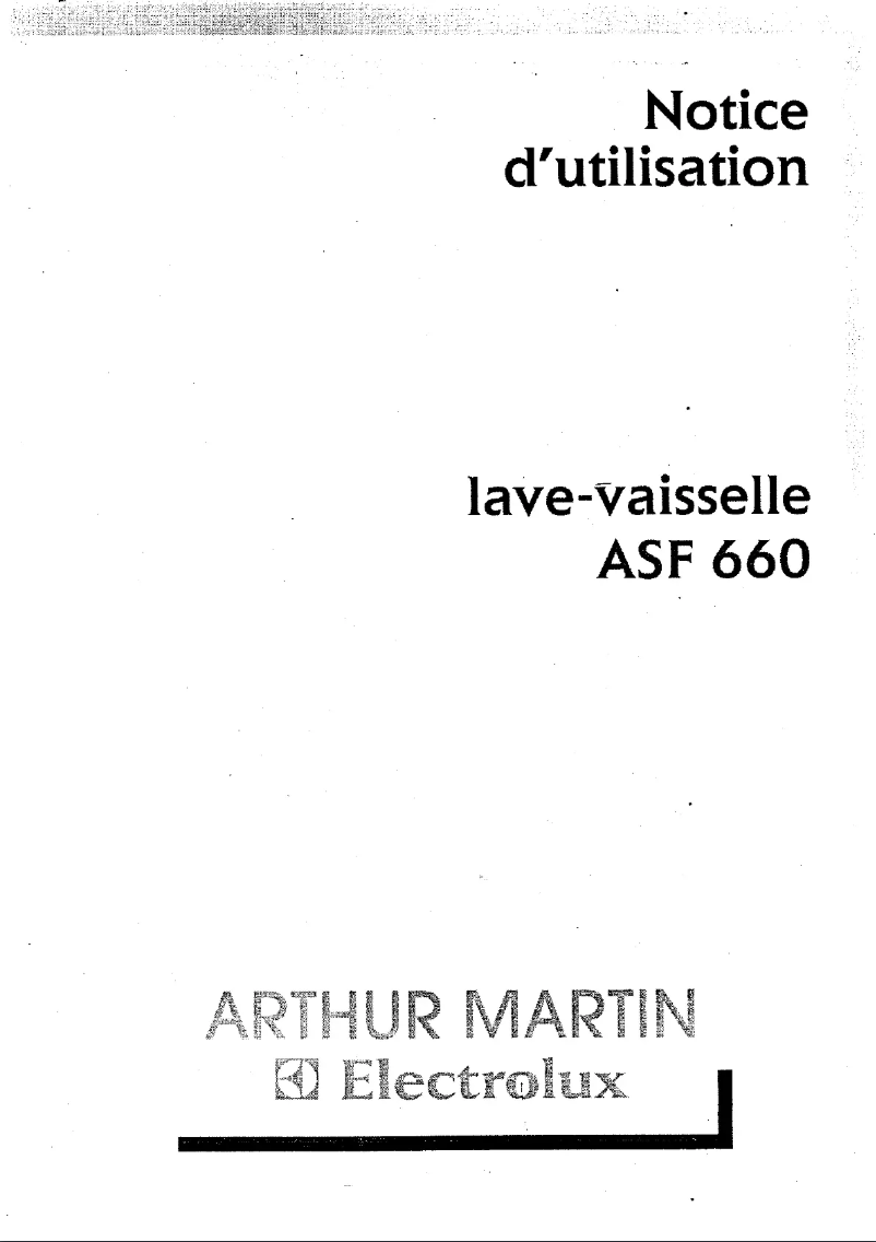 Page n°1 - Manuel utilisateur Arthur Martin-Electrolux ASF 660 B