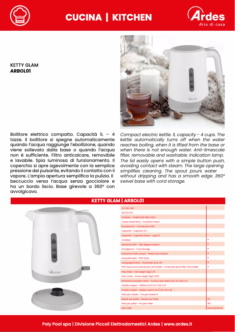 Page n°1 - Fiche technique Ardes Ketty Glam ARBOL01