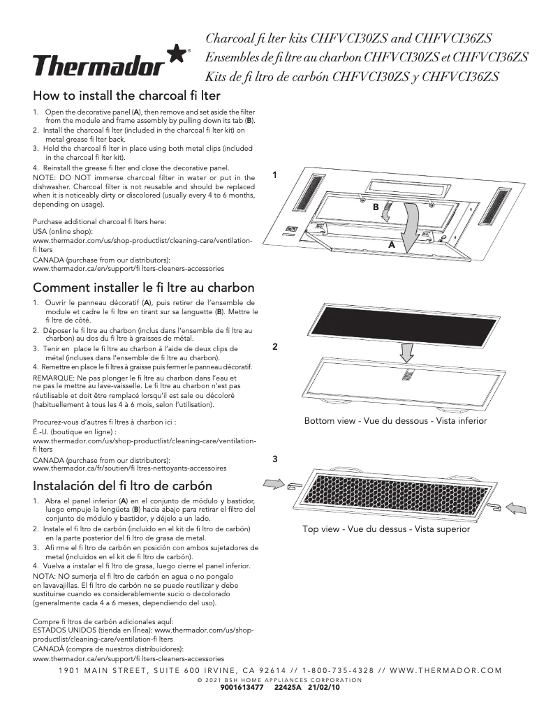 Page n°1 - Manuel utilisateur Thermador CHFVCI30ZS