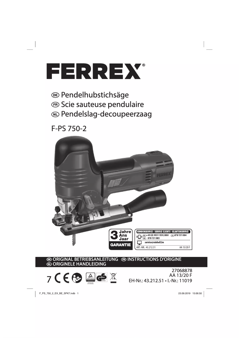 Page n°1 - Manuel utilisateur Ferrex F-PS 750-2