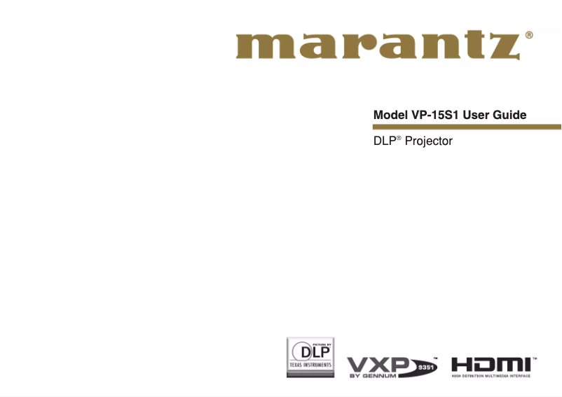 Page 1 de la notice Manuel utilisateur Marantz VP-15S1