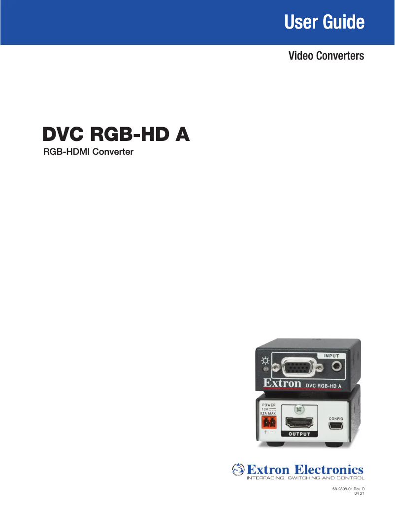 Image de la première page du manuel de l'appareil DVC RGB-HD A