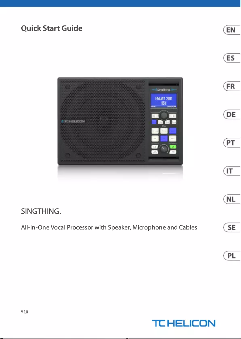 Image de la première page du manuel de l'appareil Singthing.