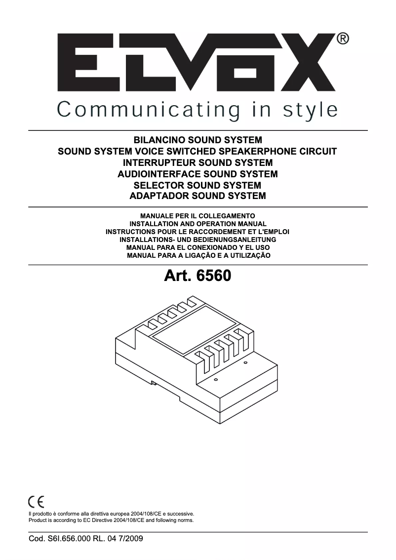 Page 1 de la notice Manuel utilisateur Vimar ELVOX 6560