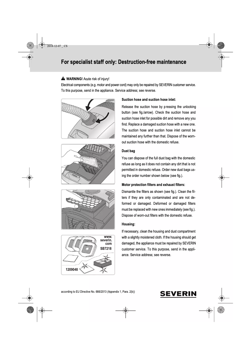 Page 1 de la notice Mode d'emploi Severin BC 7046.142