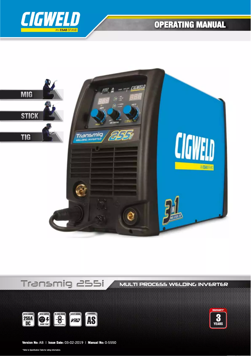 Image de la première page du manuel de l'appareil Transmig 255i