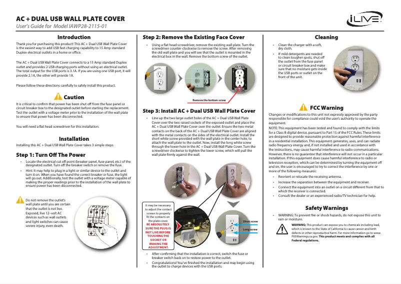 Page 1 de la notice Manuel utilisateur iLive IAWP28