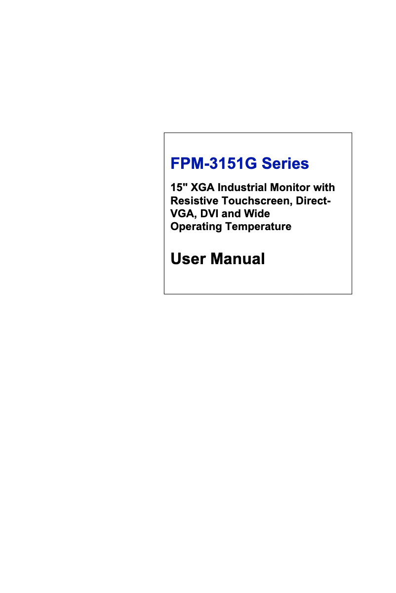 Page n°1 - Manuel utilisateur Advantech FPM-3151G-R3BE