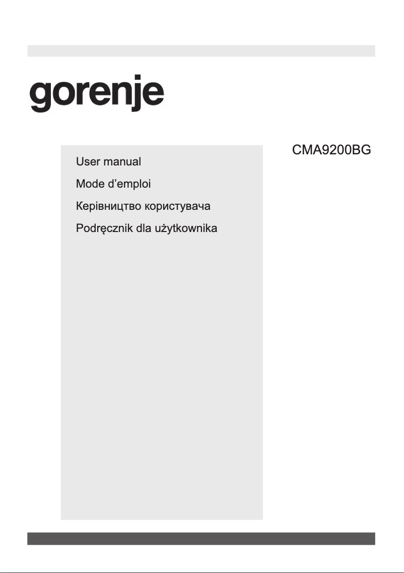 Page n°1 - Manuel utilisateur Gorenje CMA9200BG
