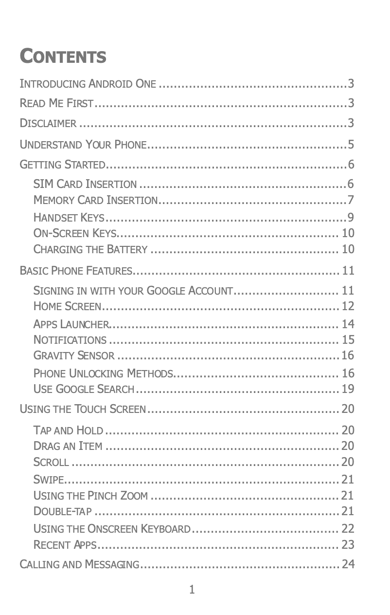 Page 1 de la notice Manuel utilisateur Micromax Canvas A1 AQ4501