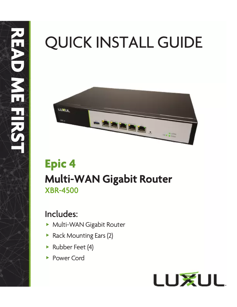 Page n°1 - Manuel utilisateur Luxul Epic 4 XBR-4500