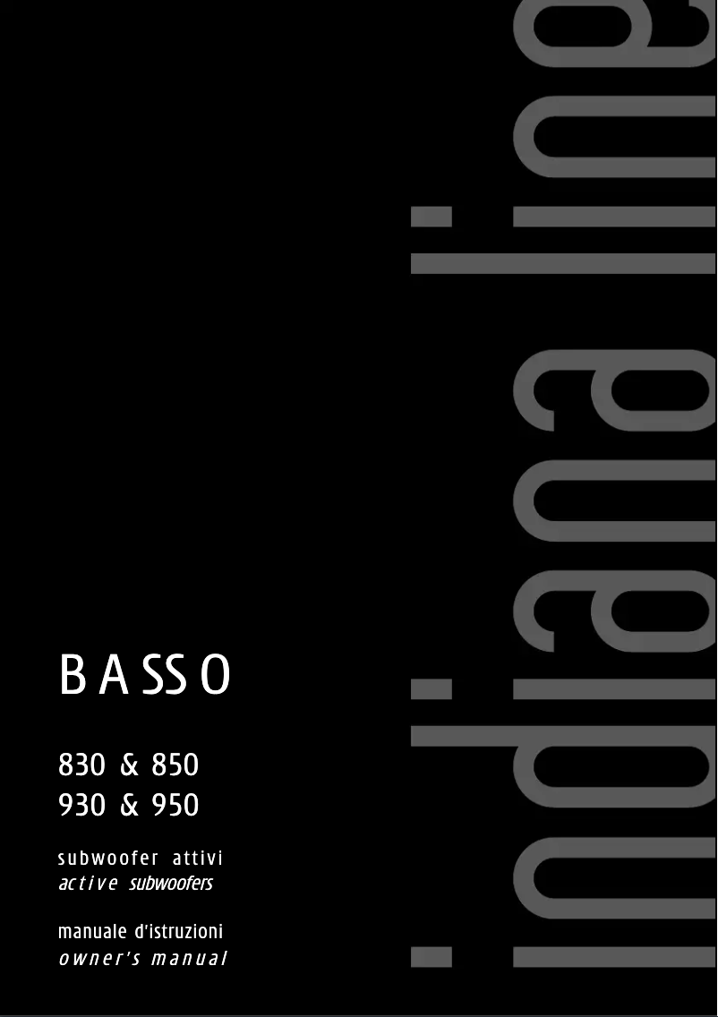 Page n°1 - Manuel utilisateur Indiana Line Basso 950