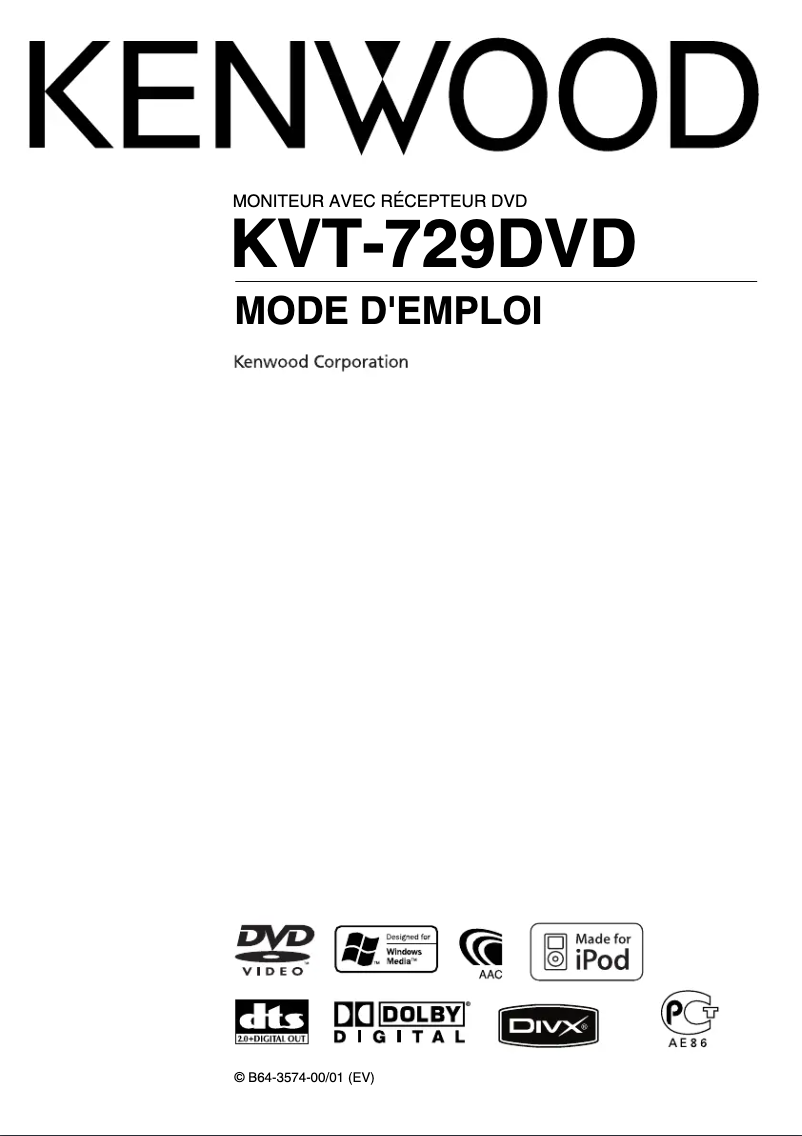 Image de la première page du manuel de l'appareil KVT-729DVD