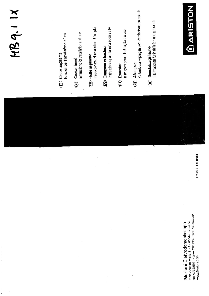 Image de la première page du manuel de l'appareil HB 9.1 IX