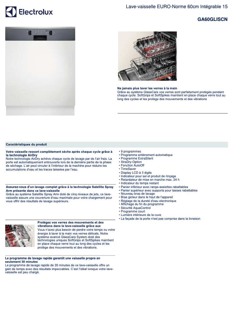 Page n°1 - Fiche technique Electrolux GA60GLISCN