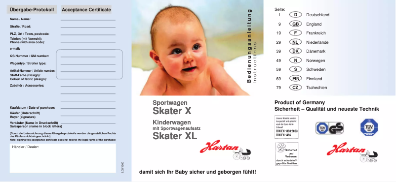Page 1 de la notice Manuel utilisateur Hartan Skater XL