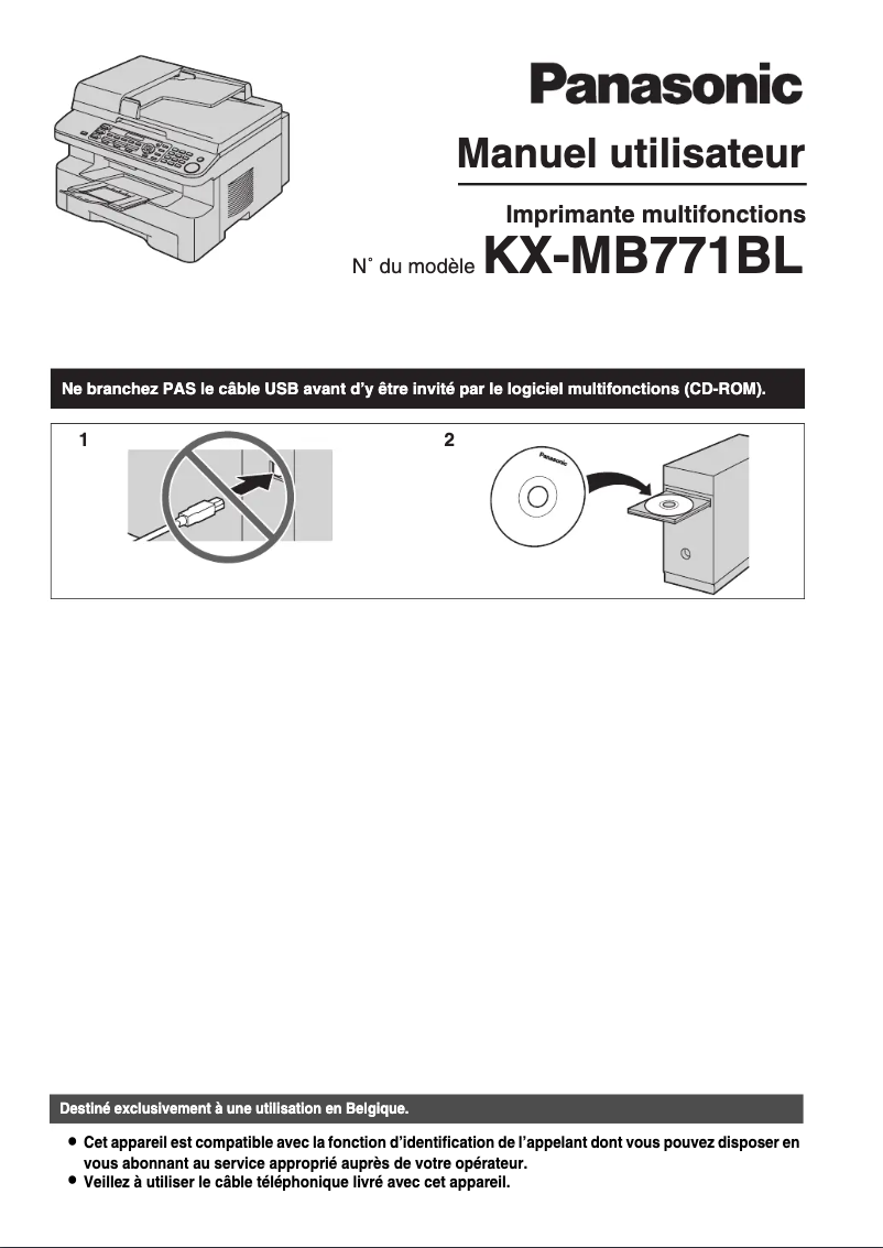Page 1 de la notice Manuel utilisateur Panasonic KX-MB771BL