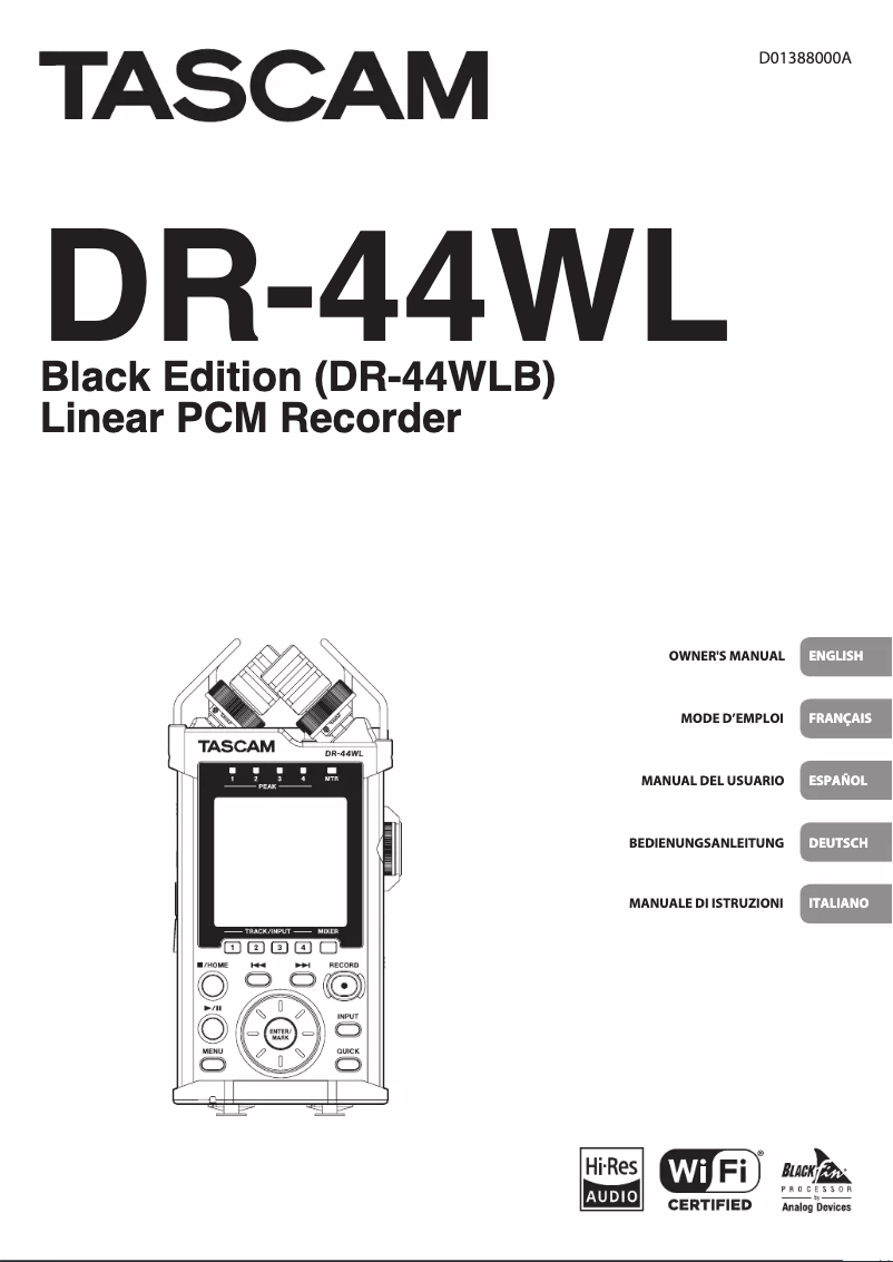 Page n°1 - Manuel utilisateur Tascam DR-44WLB