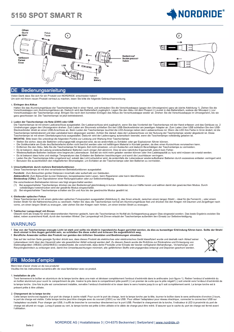 Page n°1 - Manuel utilisateur Nordride 5150 Spot Smart R