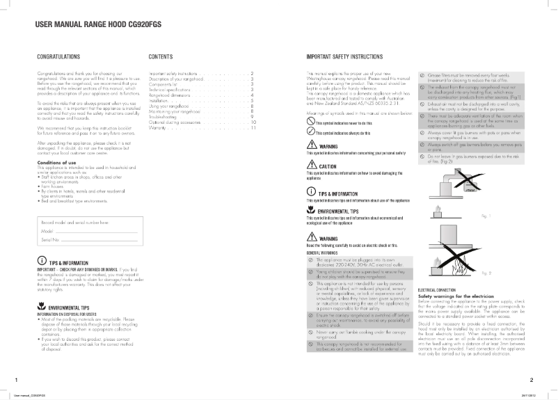 Page 1 de la notice Manuel utilisateur Chef CG920FGS