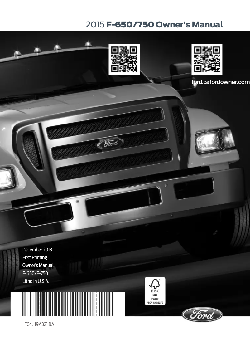 Page 1 de la notice Manuel utilisateur Ford F-650 (2015)