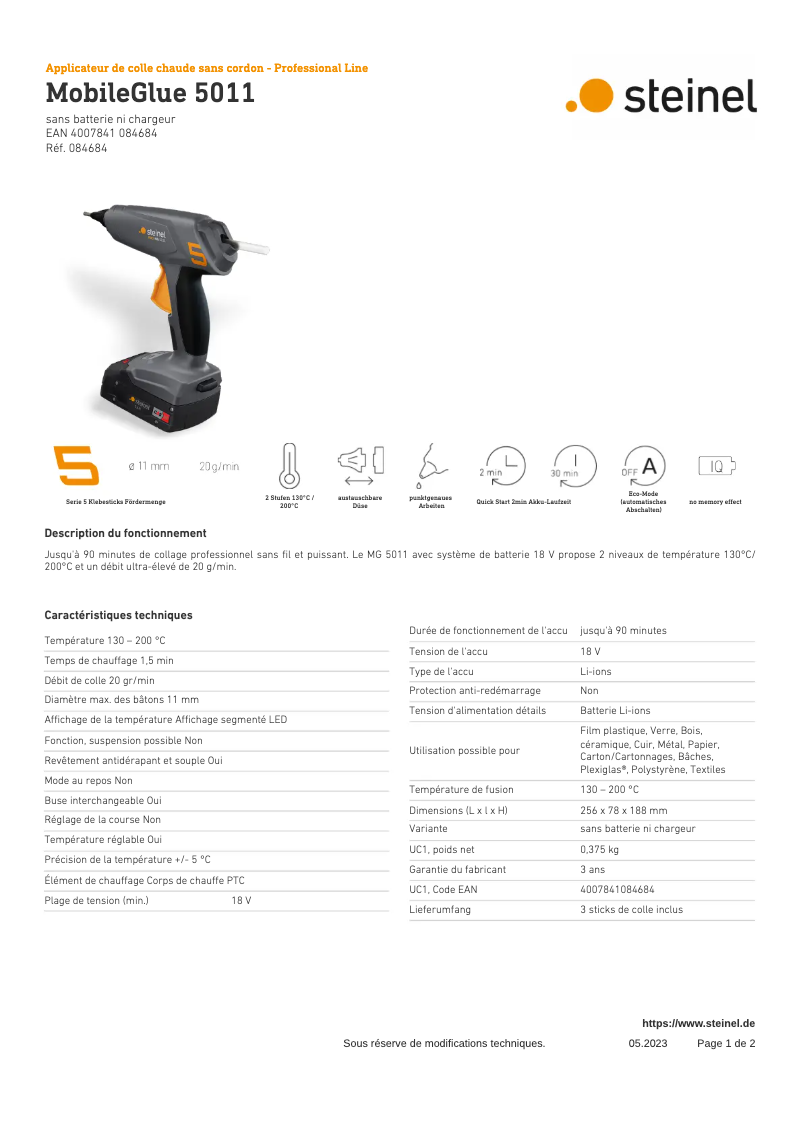 Image de la première page du manuel de l'appareil MobileGlue 5011