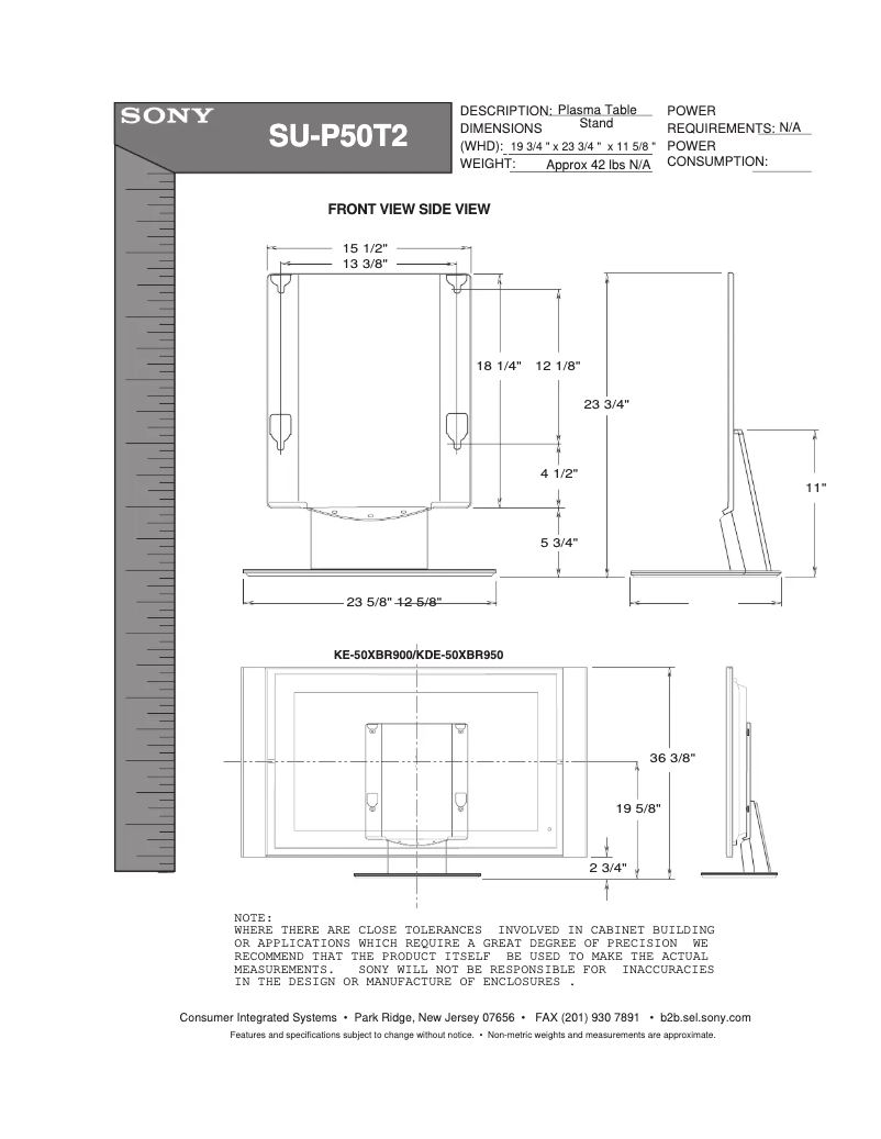 Image de la première page du manuel de l'appareil Wega KD-E50XBR950