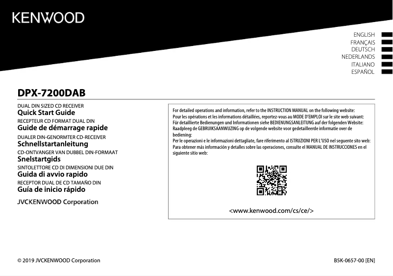Page n°1 - Guide de démarrage rapide Kenwood DPX-7200DAB
