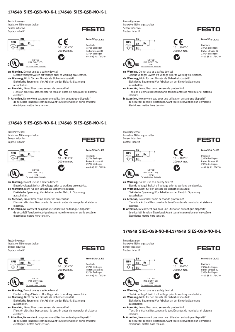 Page 1 de la notice Manuel utilisateur Festo SIES-Q5B-NO-K-L