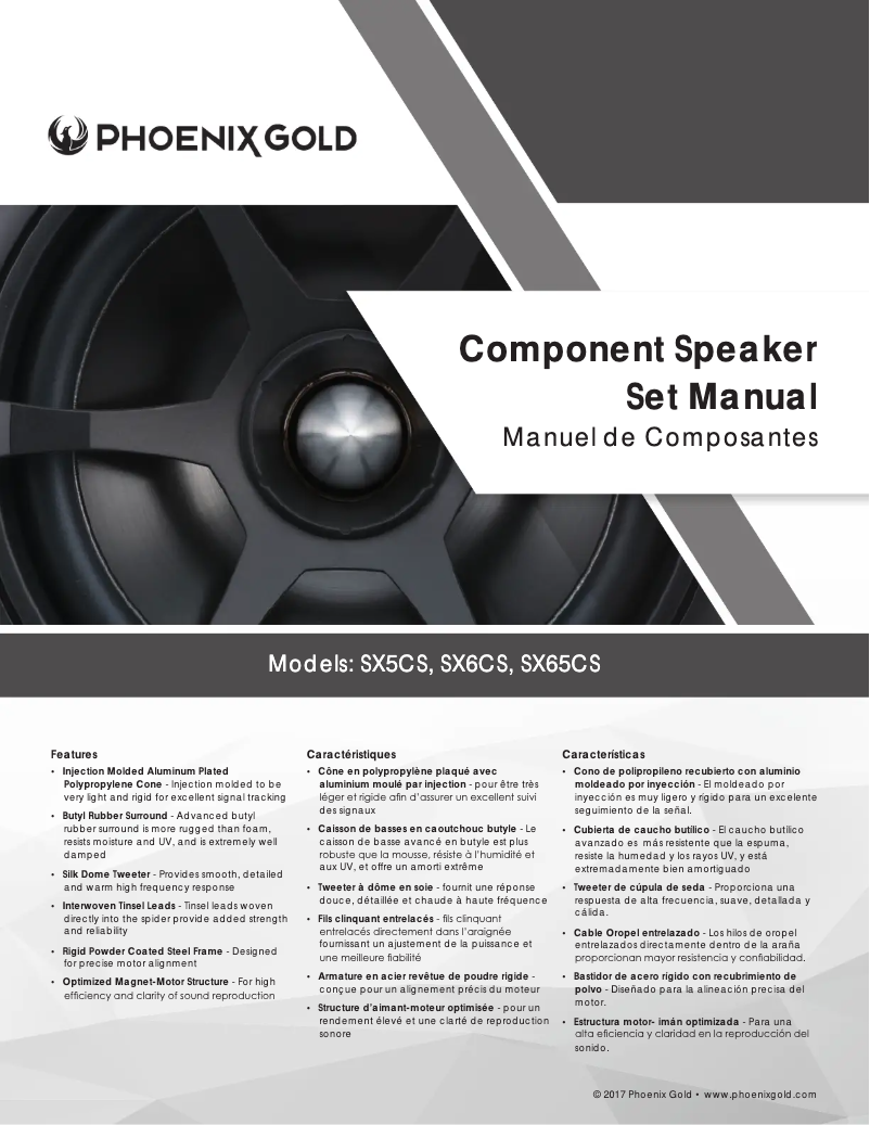 Page 1 de la notice Manuel utilisateur Phoenix Gold SXCS1T