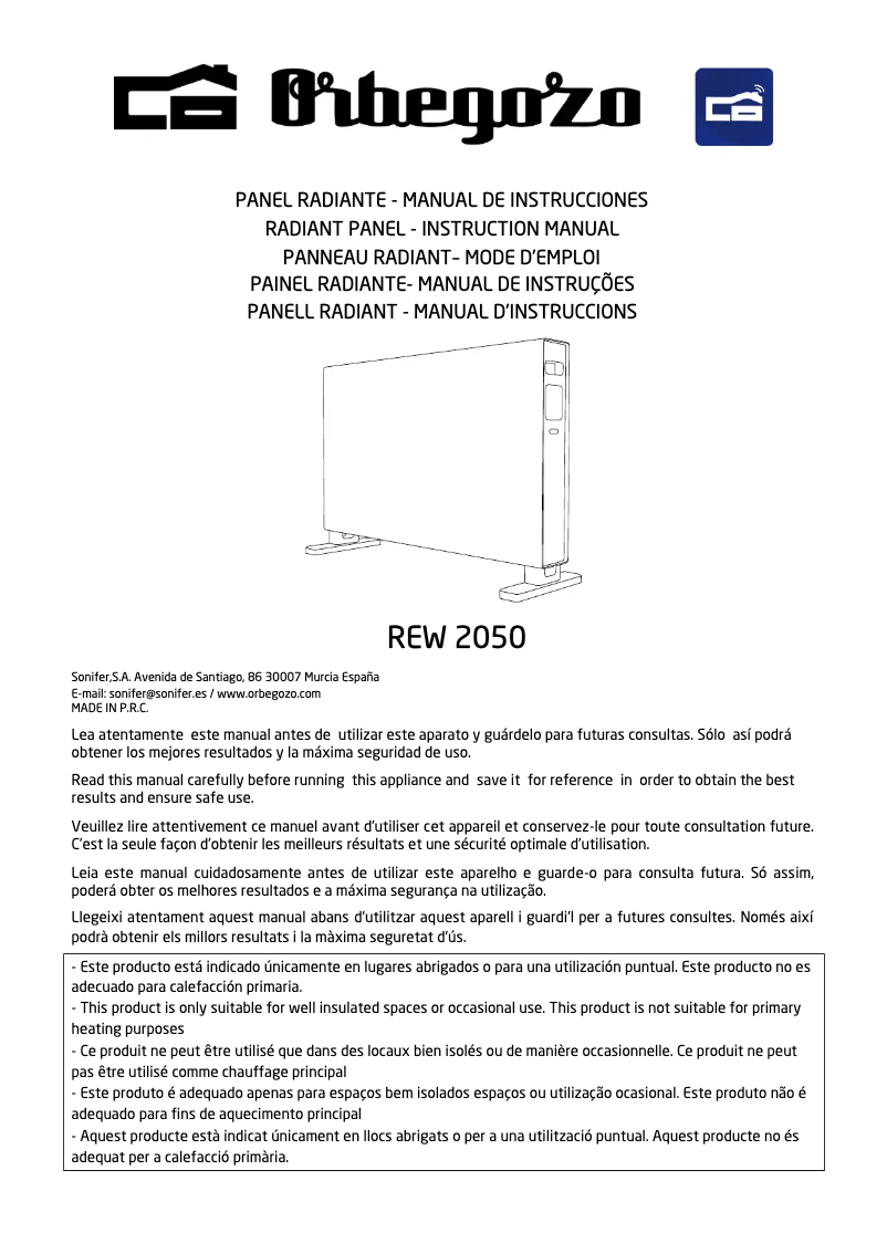 Page n°1 - Manuel utilisateur Orbegozo REW 2050