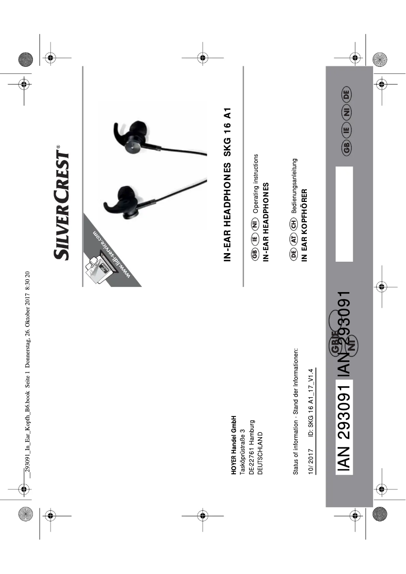 Page 1 de la notice Manuel utilisateur SilverCrest SKG 16 A1