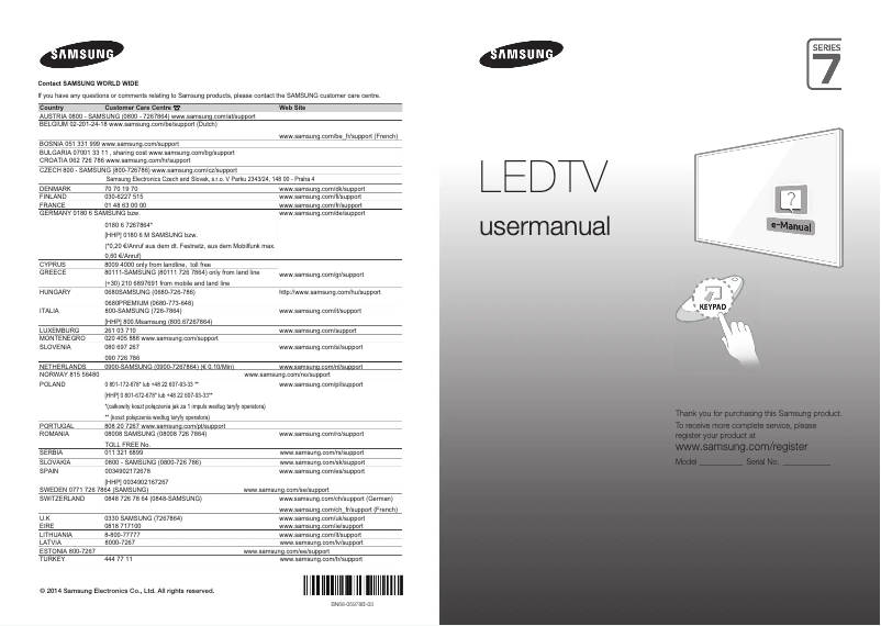 Image de la première page du manuel de l'appareil UE46H7000SL