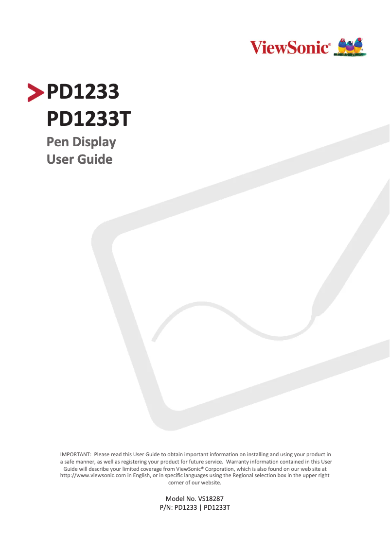 Page 1 de la notice Manuel utilisateur Viewsonic PD1233