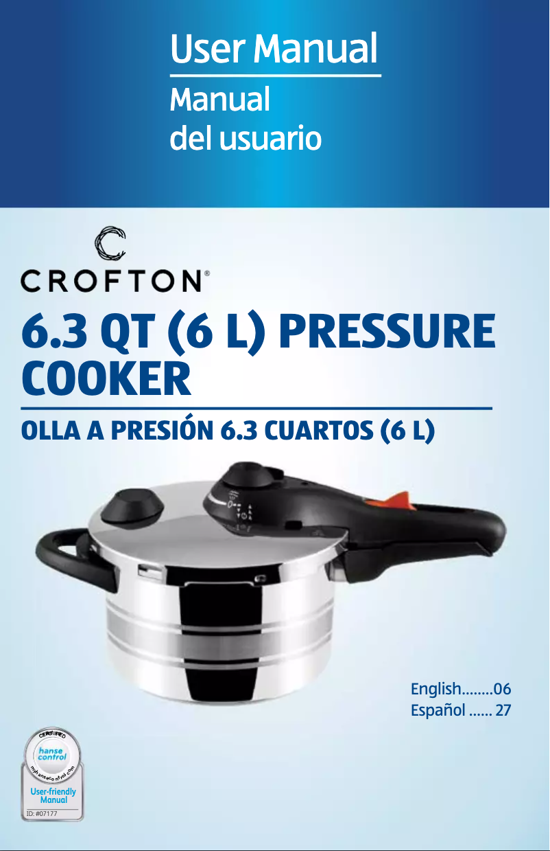 Page n°1 - Manuel utilisateur Crofton Pressure Cooker Premium 6.0 L