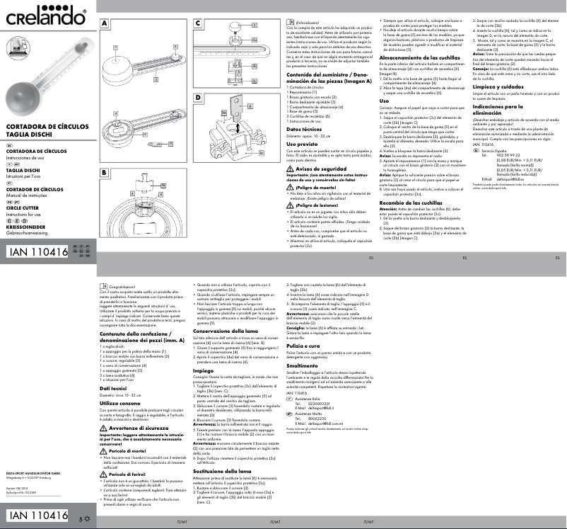 Page 1 de la notice Manuel utilisateur Crelando IAN 110416